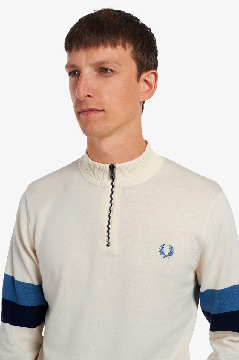 White Fred Perry Funnel Neck Knitted Jumper Men's Knitwear | PH 1300HAPK